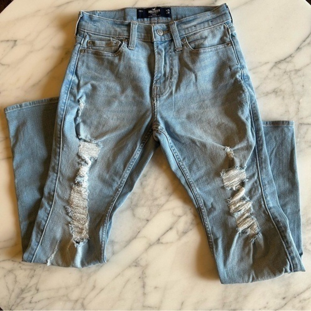 Hollister Mens Size 26 California Skinny Jeans Light Distressed Advanced Stretch